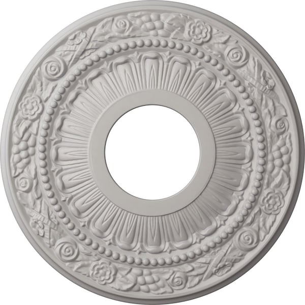 Ekena Millwork Nadia Ceiling Medallion (Fits Canopies up to 4 7/8"), 12 1/8"OD x 3 5/8"ID x 7/8"P, Ultra Pure White CM12NAUWF - main